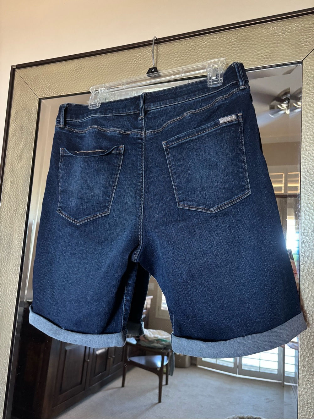 White House Black Market Dark Indigo Rolled Hem Jean Shorts - Picture 3 of 3